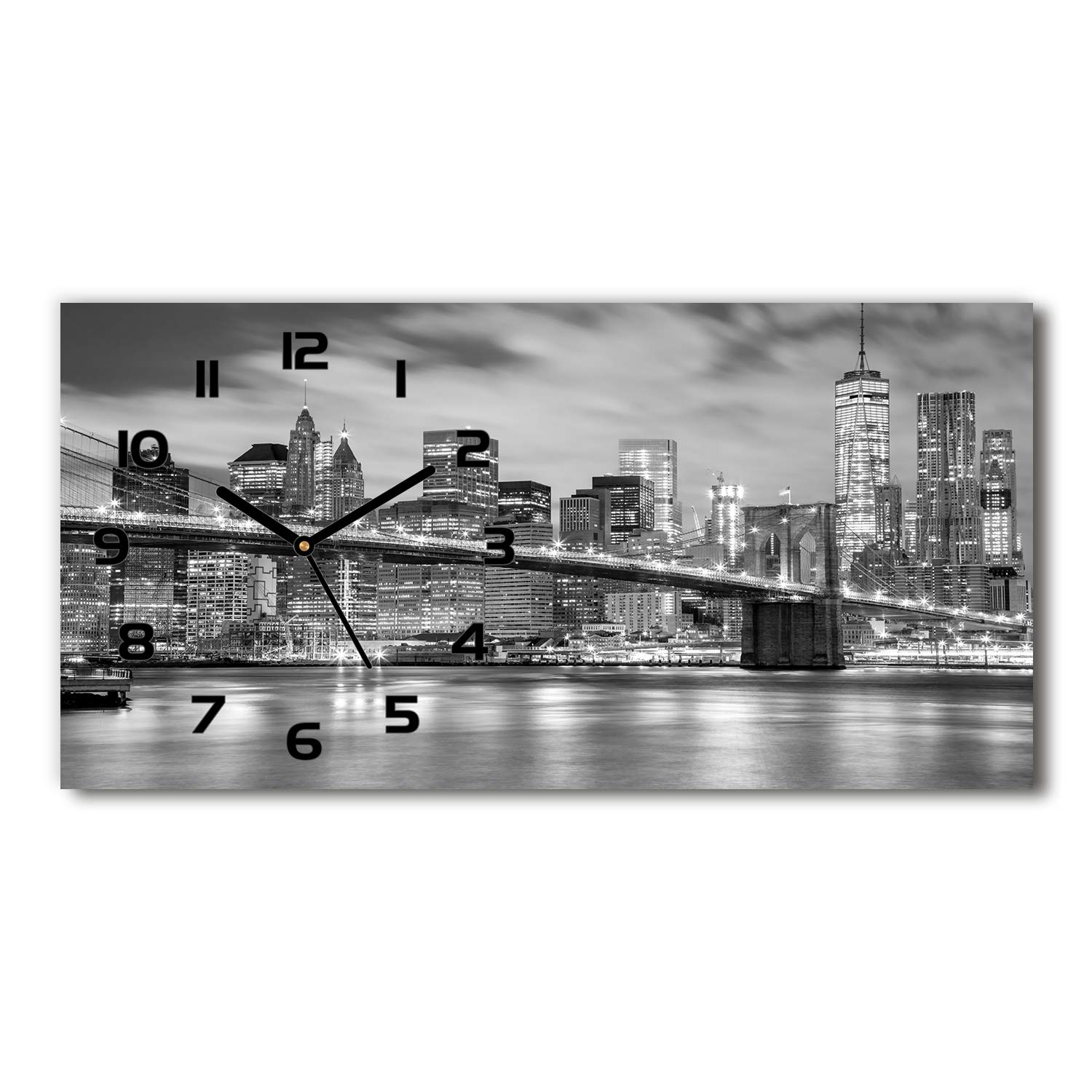 Horloge en verre 60x30cm Manhattan New York Tulup design noir