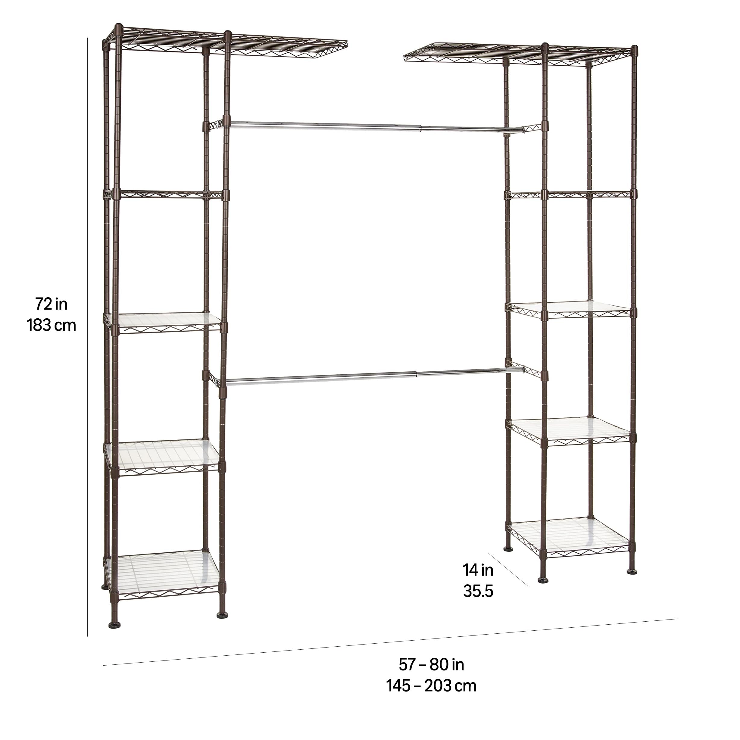 Amazon Basics Système de rangement de placard extensible, 35.6 by 147 to 160 by 182.9 cm, Bronze