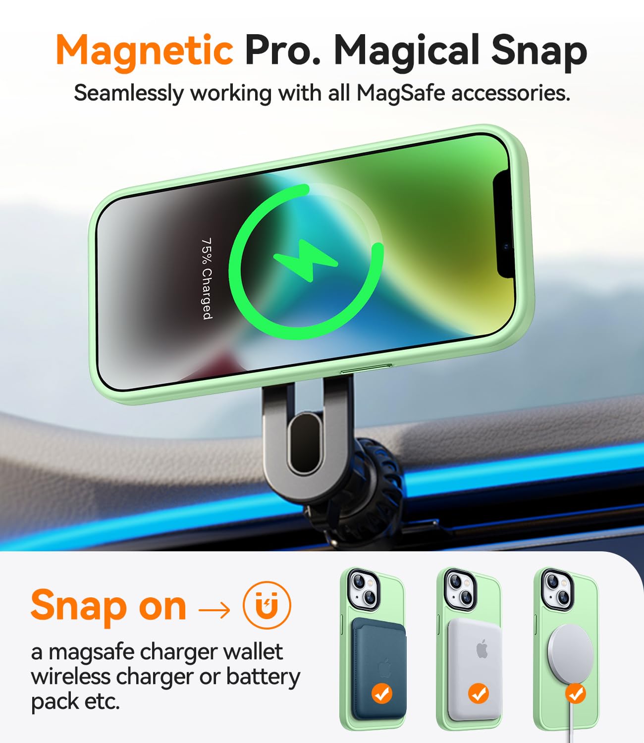 CANSHN Cover Magnetica Opaca per iPhone 13/14, [Compatibile con MagSafe] Custodia Traslucida Opaca Protettiva Sottile Antiurto 6,1 Pollici - Verde Chiaro