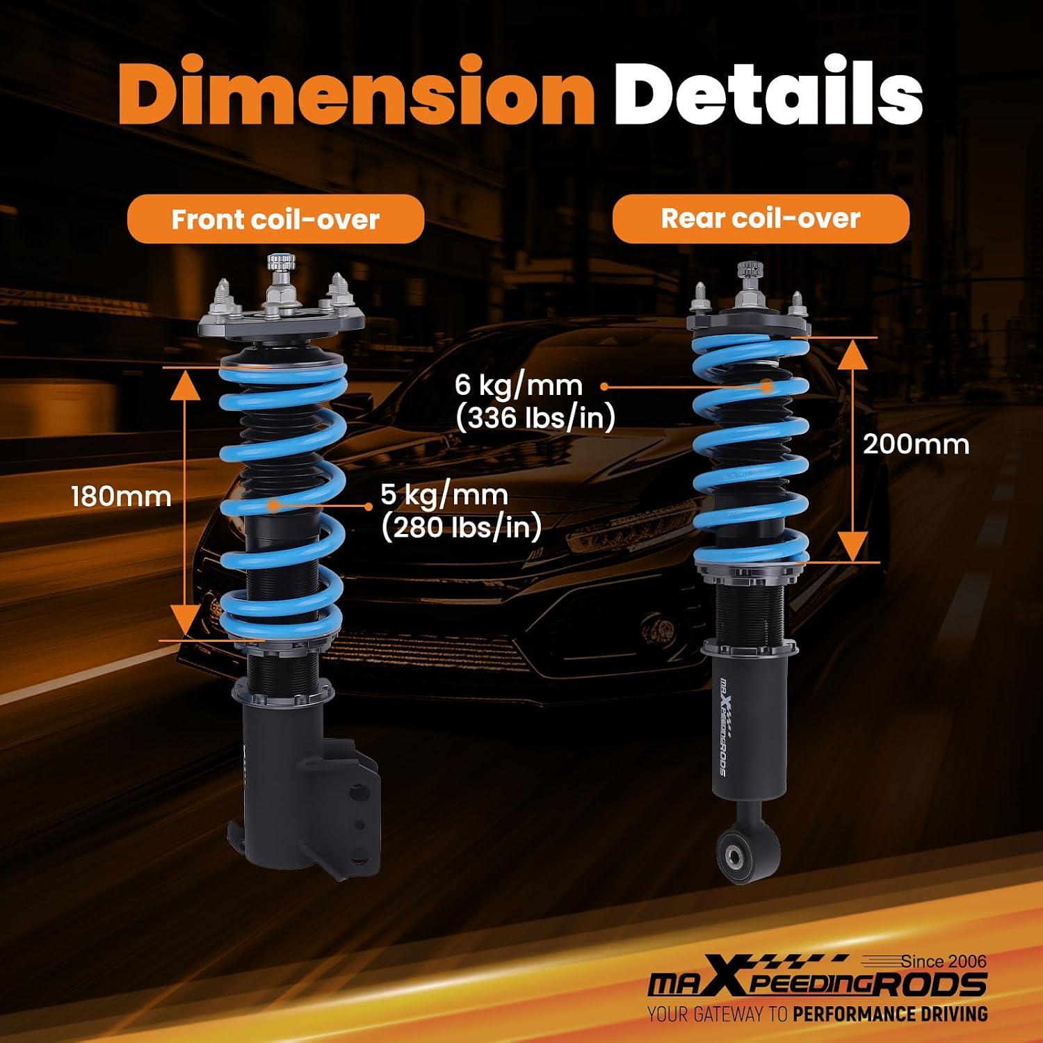 maXpeedingrods Coilover for Toyota Starlet/Tercel 1991-1999, 24 Levels Damper Adjustable Coilovers Suspension Kit Strut, Height Adjustable T6 Upgraded Lowering Kits Blue