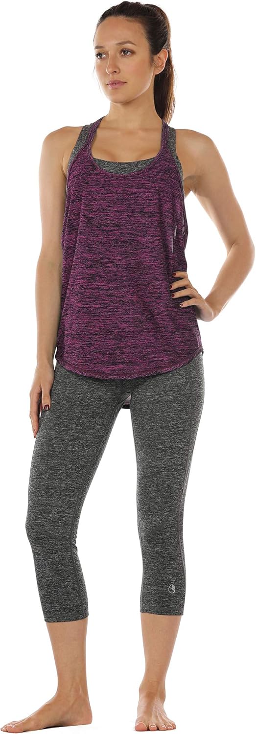 icyzone Workout Tank Tops for Women - Athletic Yoga Tops, T-Back Running Tank Top - Image 2