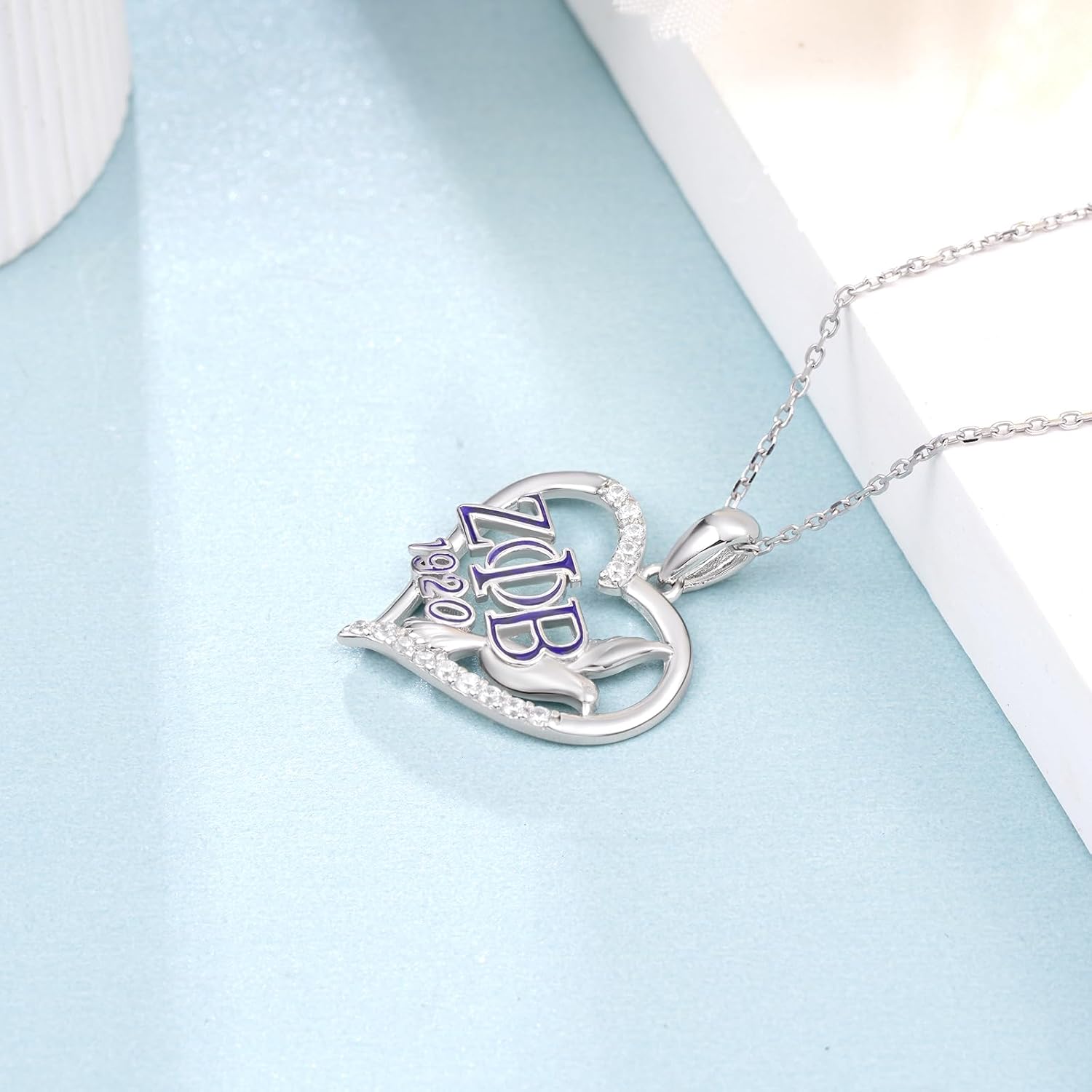 ZPB Sorority Paraphernalia Necklace 925 Sterling Silver ZPB Sorority Gifts Jewelry for Women
