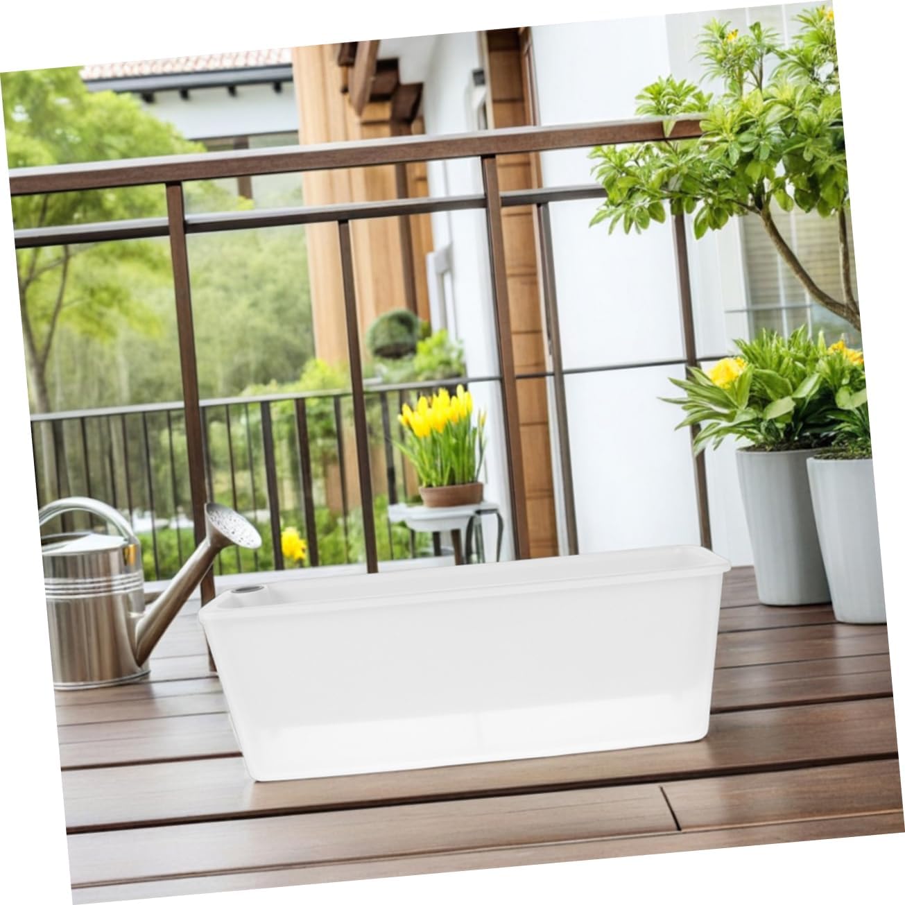 2Pcs Rectangular Self Watering Planter Saving Design for Windowsills Effortless Watering Durable Materials for Vegetable and Flower Gardening for Urban Balconies