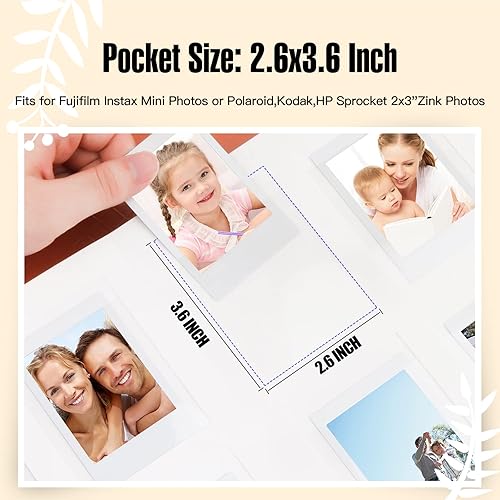 Miniatura 5 de Paquete de 2 álbumes de fotos para cámara Fujifilm Instax Mini, cámara Polaroid, álbum de fotos Instax con áreas de notas, 128 bolsillos, álbum de