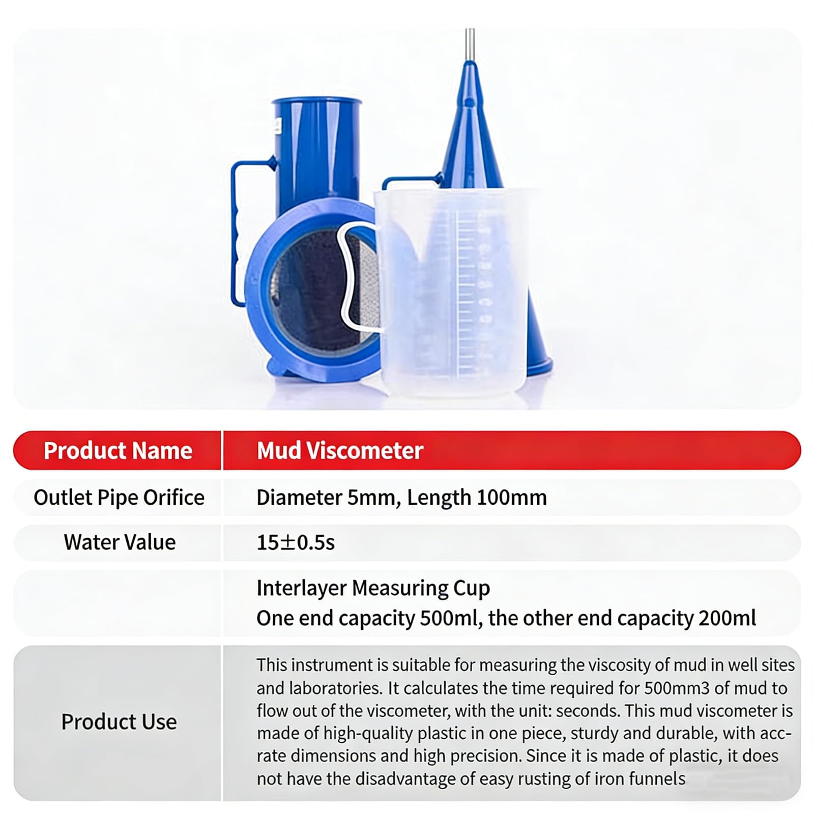 Kit De Prueba De Lodo, Testador Portátil De Lodo, Hidrómetro Y Viscómetro De Lodo, Kit De Medidor De Contenido De Arena, con Caja De Aluminio, Reómetro Preciso para Análisis De Laboratorio