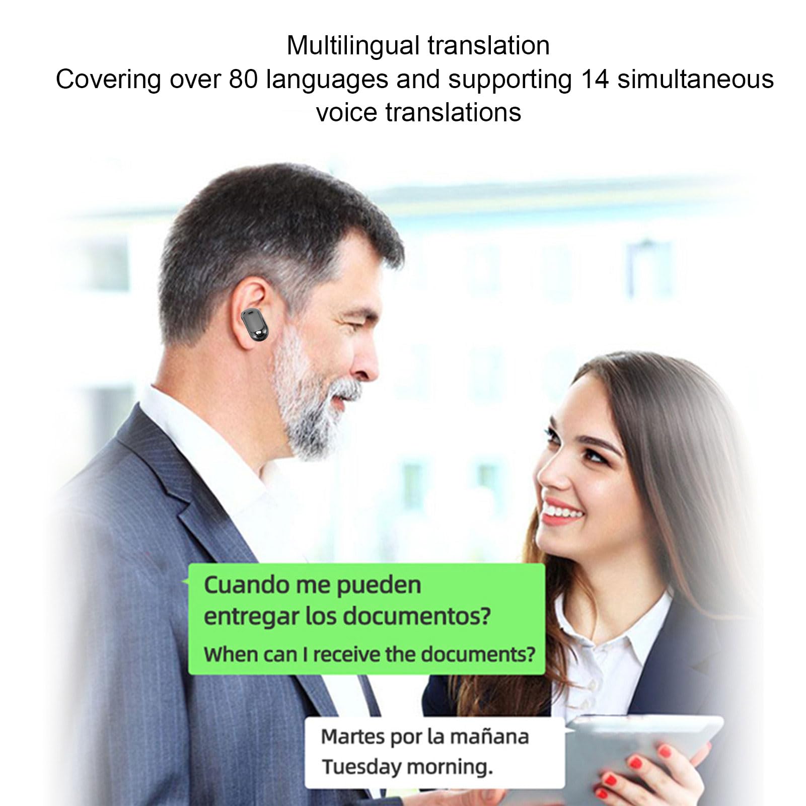 Language Translation Earbuds, Q16 PRO Real Time AI Translator Earbuds for 80+ Languages, Touchscreen Bluetooth Translation Headset with 4 Translation Modes, 120H Standby Time