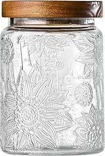 24oz Vintage Glass Canister With Lid Small Glass Jars Wide Mouth Mason J...