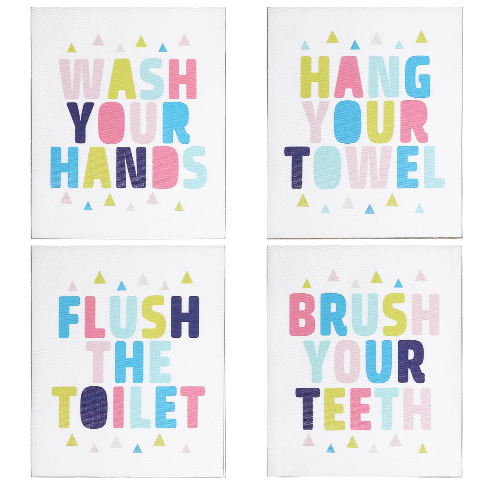 HJZHII 4 Pcs Funny Kids Colorful Bathroom Quote, Kids Bathroom Decor Poster Picture Colorful Bathrooms Wall Art Poster Prints Unframed Funny Walls Decor Pictures for Lavatory Toilet Restroom Nursery Washroom 8x10 inches