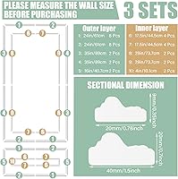 Vista 2 de Pangda Juego de 3 molduras de pared adhesivas estilo capa interior y exterior, panel de zócalo prefabricado para decoración de molduras de pared