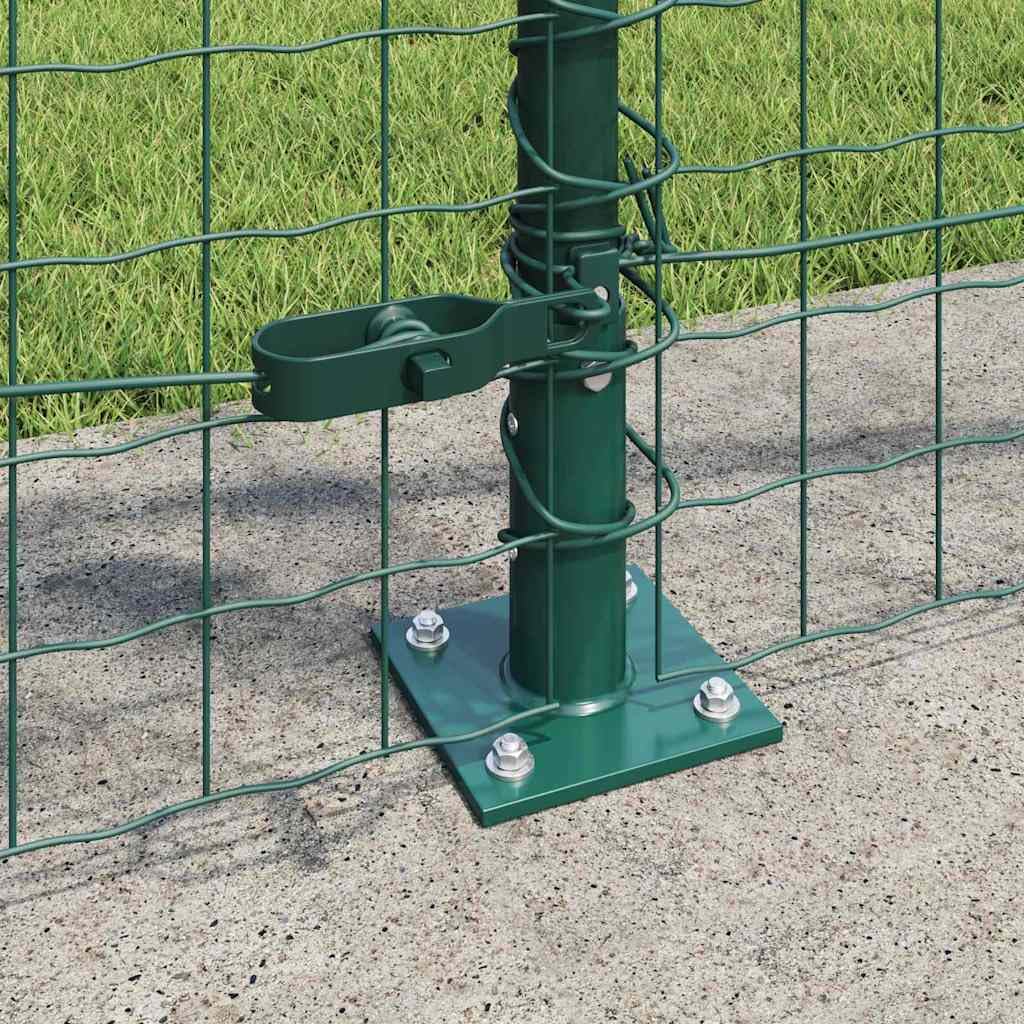 Valla de alambre soldada con base de hormigón verde, acero recubierto de PVC, 10 x 1 m, con 5 postes, postes angulares, tapas de plástico, alambre tensor y accesorios de montaje, para jardín
