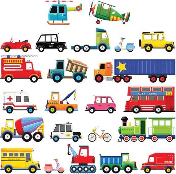 DECOWALL DS8004 Transports Kids Wall Stickers Wall Decals Peel and Stick Removable