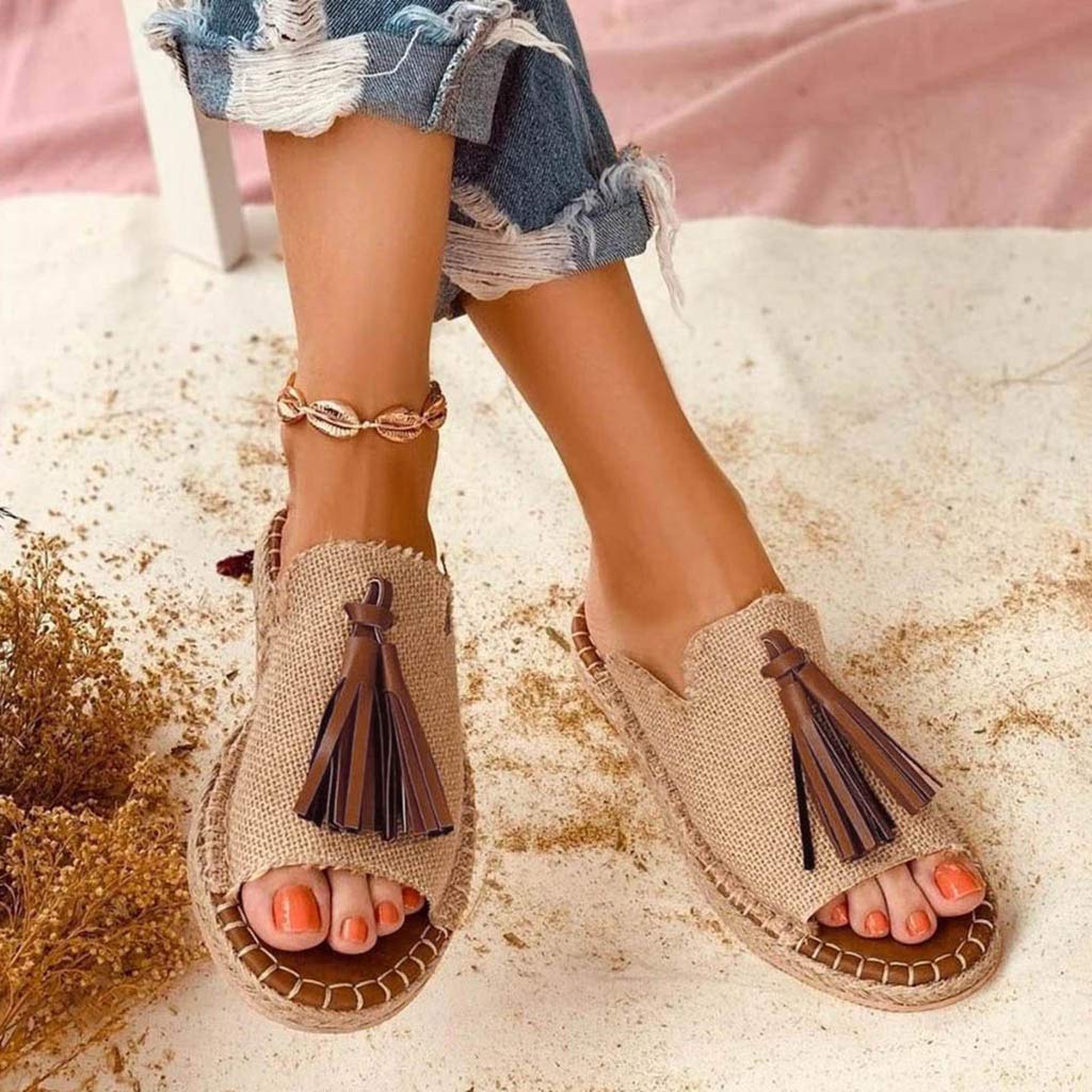 Sandali Gioiello Bassi Sandalo Donna Estivo Scarpe da donna Ladies Slippers Scarpe Sandals Fashion Flat Casual Fringe Women's Sandali Comodi Ciabattine Eleganti