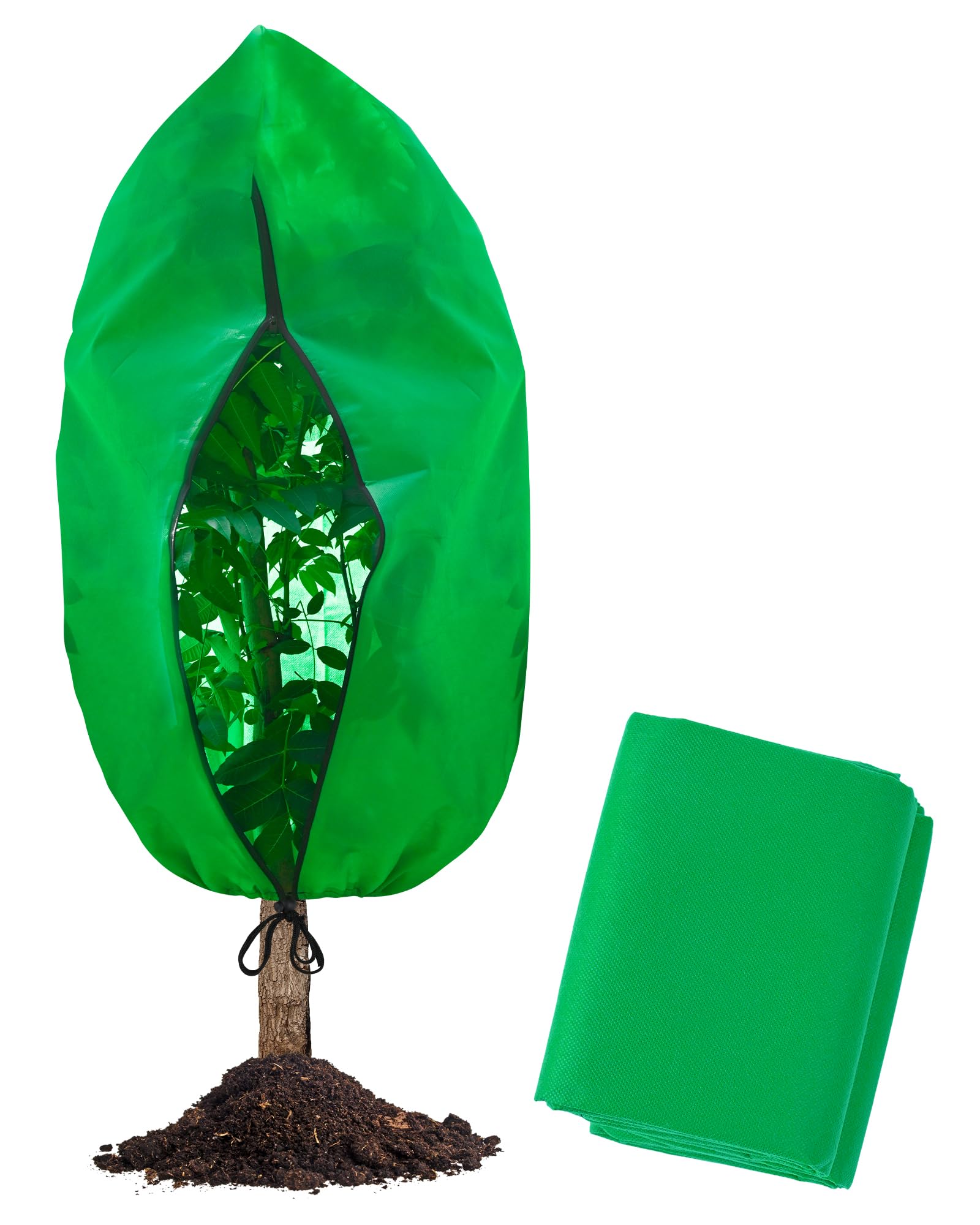 Yubpaiy 120x180cm Plant Fleece Frost Protection Cover 60GSM Extra Large Cold Weather Jacket with Zip & Drawstring for Large Potted Fruit Trees, Olive Trees, Palms & Shrubs(Reusable)