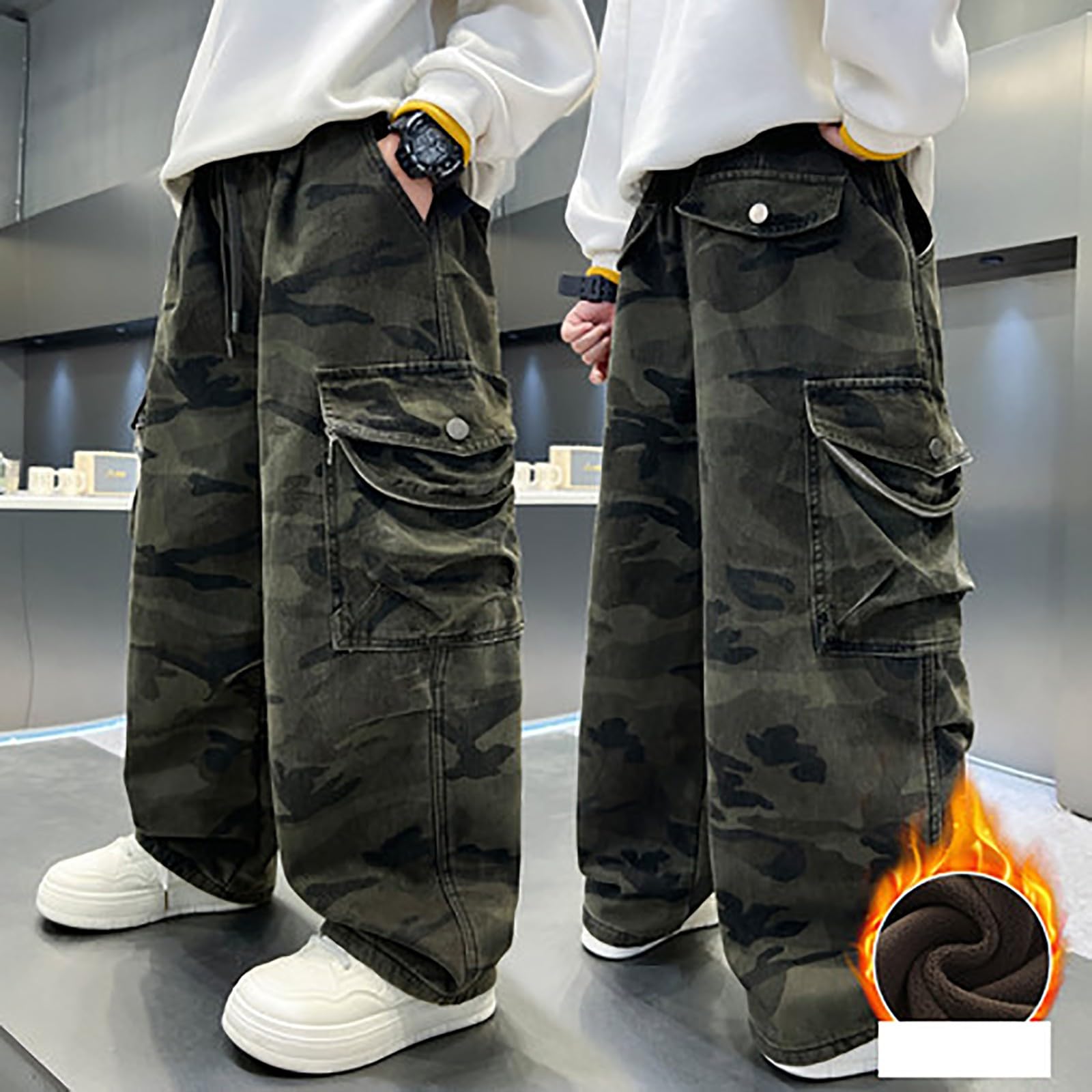 Pantalones cargo para niños, cintura elástica, pantalones deportivos de camuflaje para niños, informales, elegantes, para la escuela, correr, combate, al aire libre