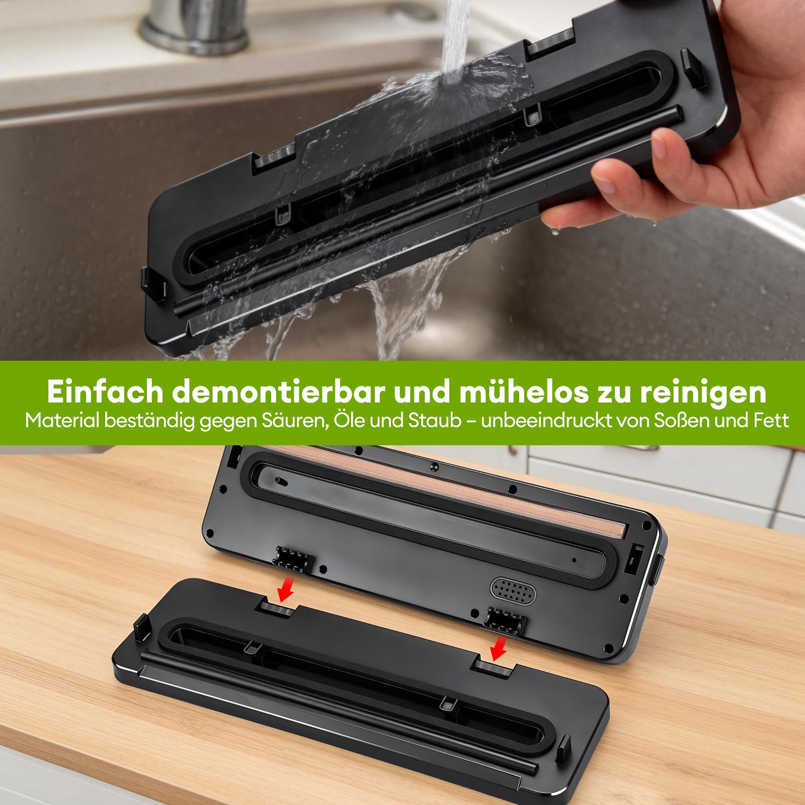 Vakuumiergerät 4-in-1 für Lebensmittel mit Pulsfunktion, Trocken & Feucht Modus