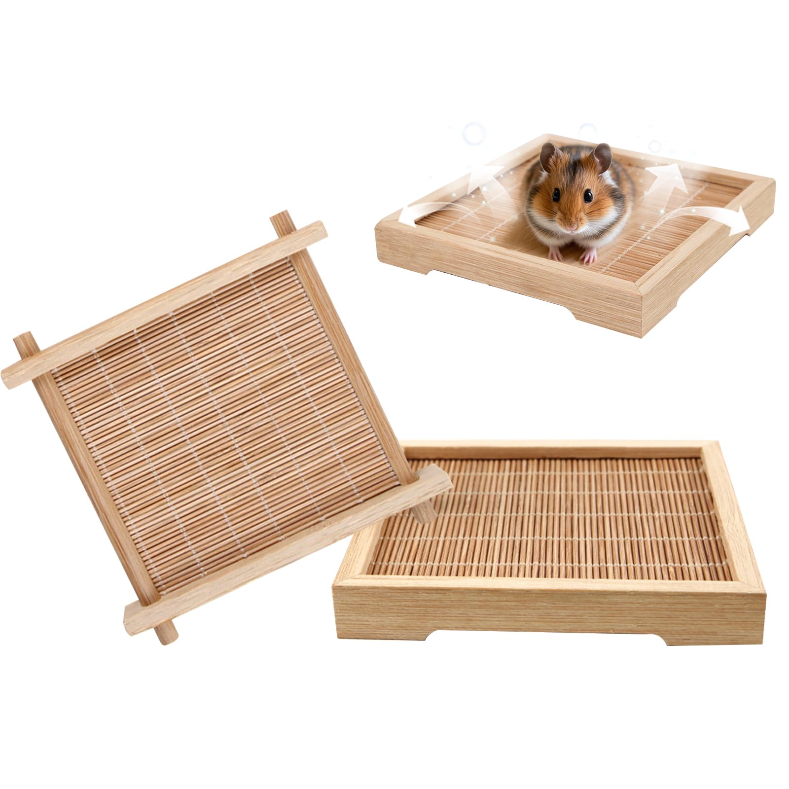BSITSSS 2PCS Bamboo Mat Rabbits, Reusable Rabbit Cooling Pad, Cooling Pad for Rabbits, Small Animal Bed Mat Comfort, Rabbit Bed forRabbit Bunny Hamster Puppy Guinea Pigs Cool Pad