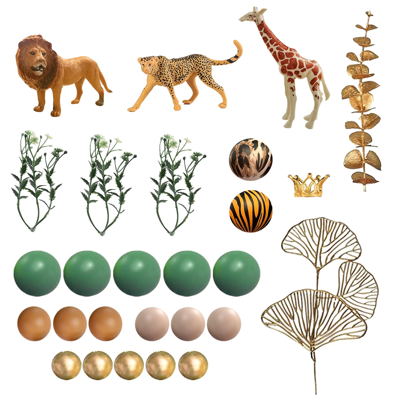 Safari Jungle Animal Cake Toppers with Colorful Balls Cake Decorations for Wild Themed Birthday Baby Shower Party Supplies (Style 2)