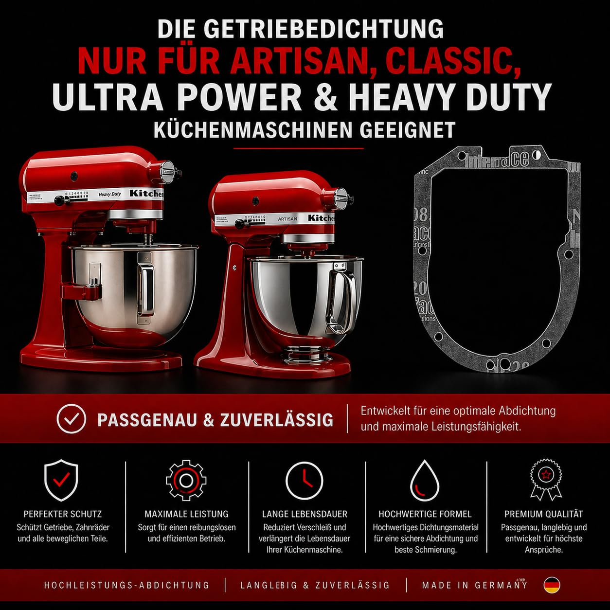 Oryginalna uszczelka przekładni 4162324 zestaw do robota kuchennego KitchenAid Artisan, Ultra, Classic 5KSM