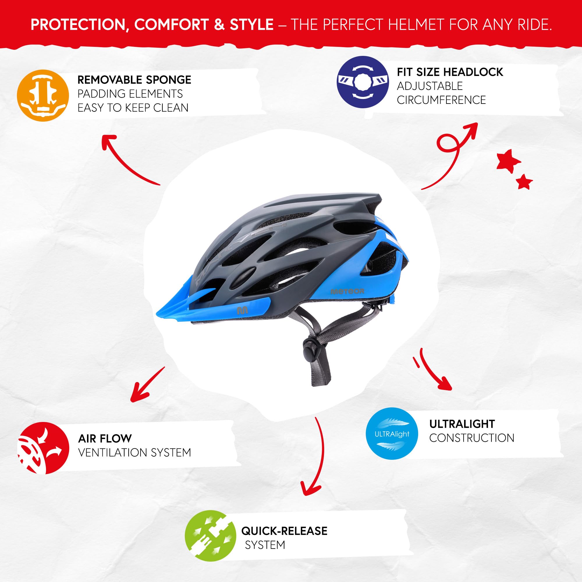 Casco Bicicleta - Helmet Ciclismo para Jóvenes y Adulto - Bicicleta Patineta Skate Patines Monopatines - Bici Accesorios - Marven
