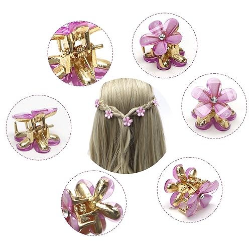 Miniatura 9 de YISSION 20 pinzas para el pelo con flores pequeñas con diamantes de imitación para niñas y mujeres, horquillas de pelo de flores elegantes, lindos