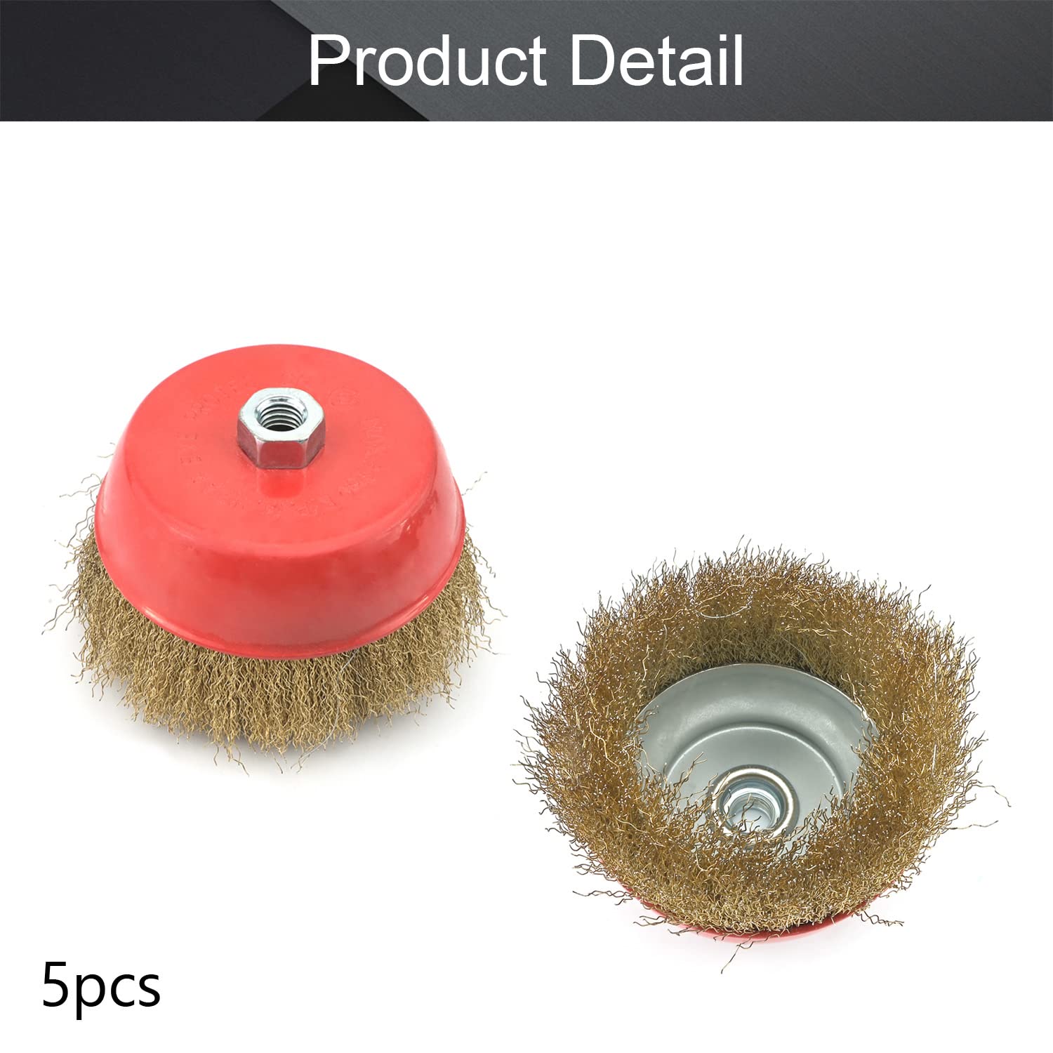 Utoolmart Średnica 150 mm szczotka druciana zestaw szczotek szlifierki kątowej 0,3 mm śr. włosie stalowy drut skręcony węzeł i zaciśnięty drut szczotka do usuwania rdzy czyszczenie 5 szt