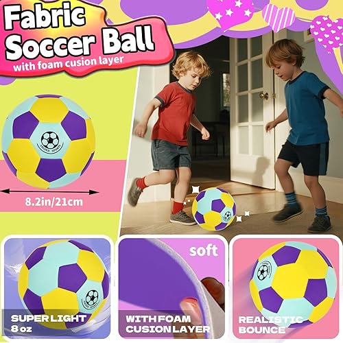 Miniatura 3 de Balón de fútbol suave para interiores, tamaño 4, tela súper suave y silenciosa, regalos para niños de 8 a 12 años, jóvenes principiantes, perfecto