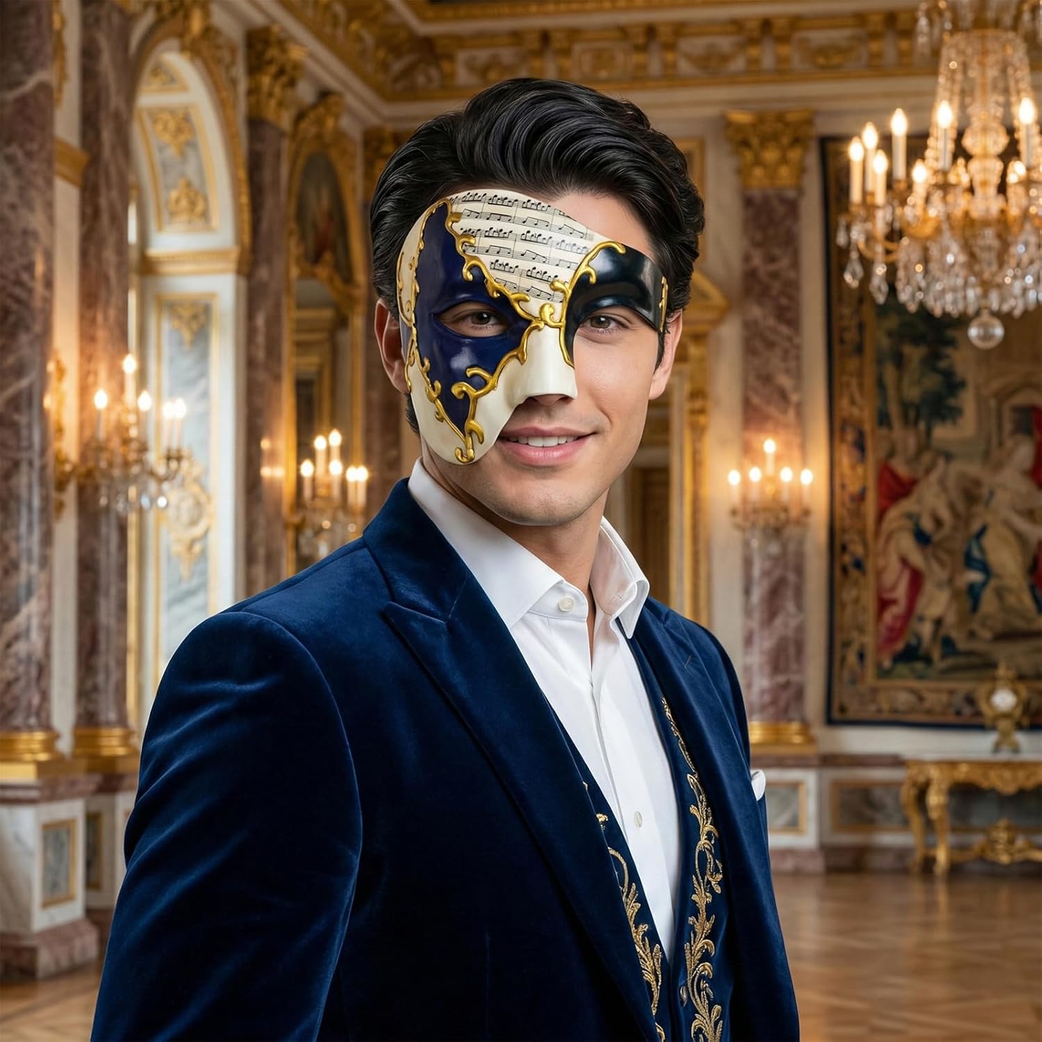 Thmyo Half Face Men's Phantom Of The Opera Vintage Design Venetian Carnival Masquerade Mask - Image 3