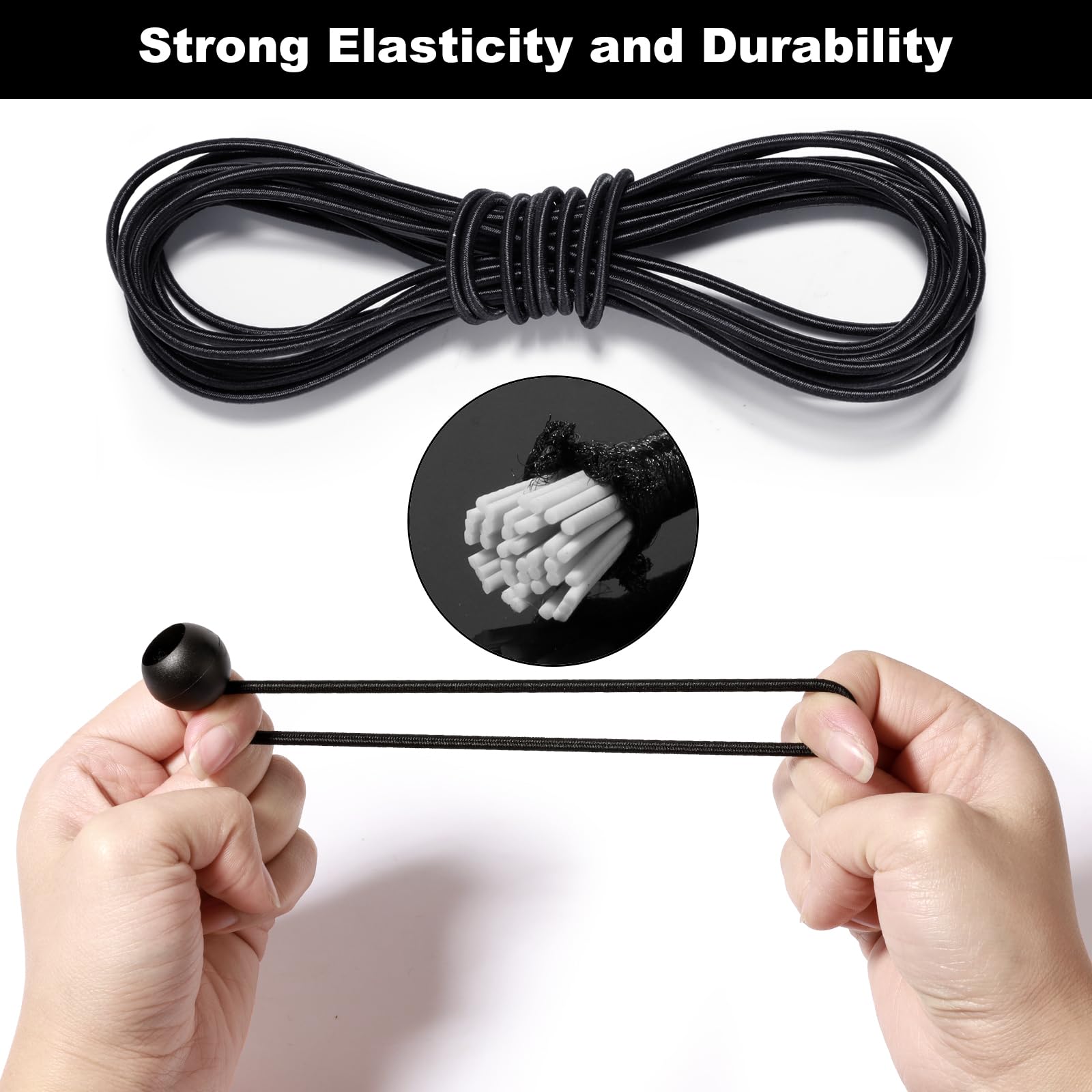DEDC 50 pz Corde Elastiche a Sfera Cavi di Fissaggio 4 Pollici Bianco per Teloni, Riparo per Tettoia, Tubo a Muro, Resistente a Raggi UV