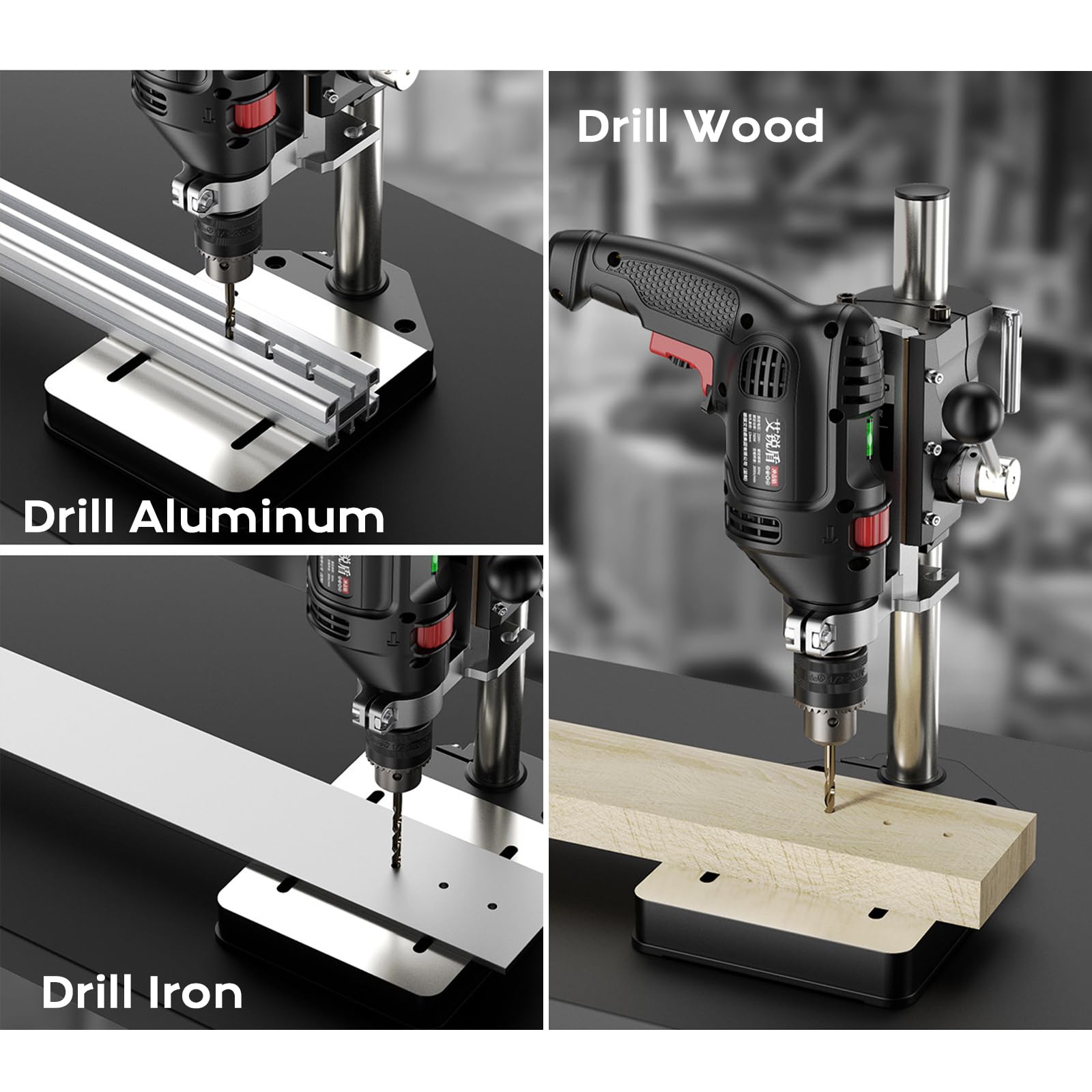 Support De Perceuse à Main, établi De Table, Support De Poinçon Réglable, Outil De Réparation Avec Base En Alliage D'aluminium, Intégrant Les Fonctions De Perçage, De Meulage Et De Découpe
