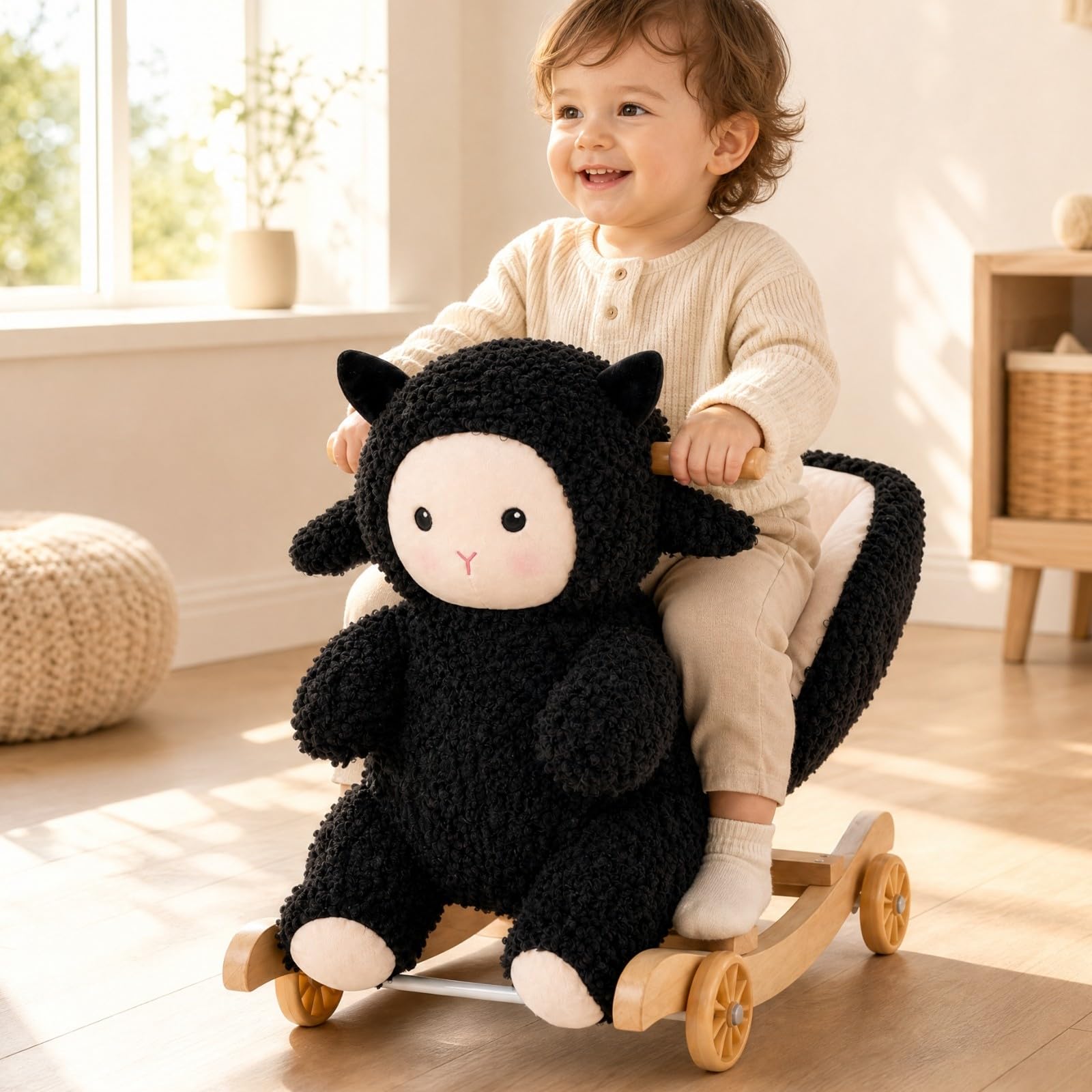 Gralara Pecora a in Peluche Imbottito a in Peluche Robusto Giocattolo Cavalcabile per Bambini Piccoli