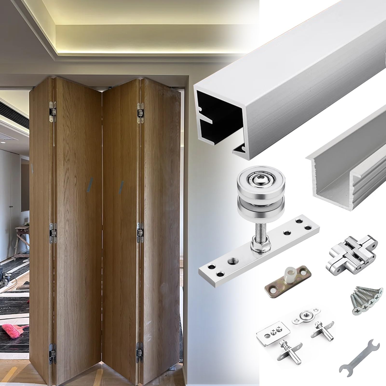 Kit de quincaillerie pour porte coulissante – Système de rail suspendu pour un fonctionnement fluide, installation facile dans les espaces domestiques et commerciaux