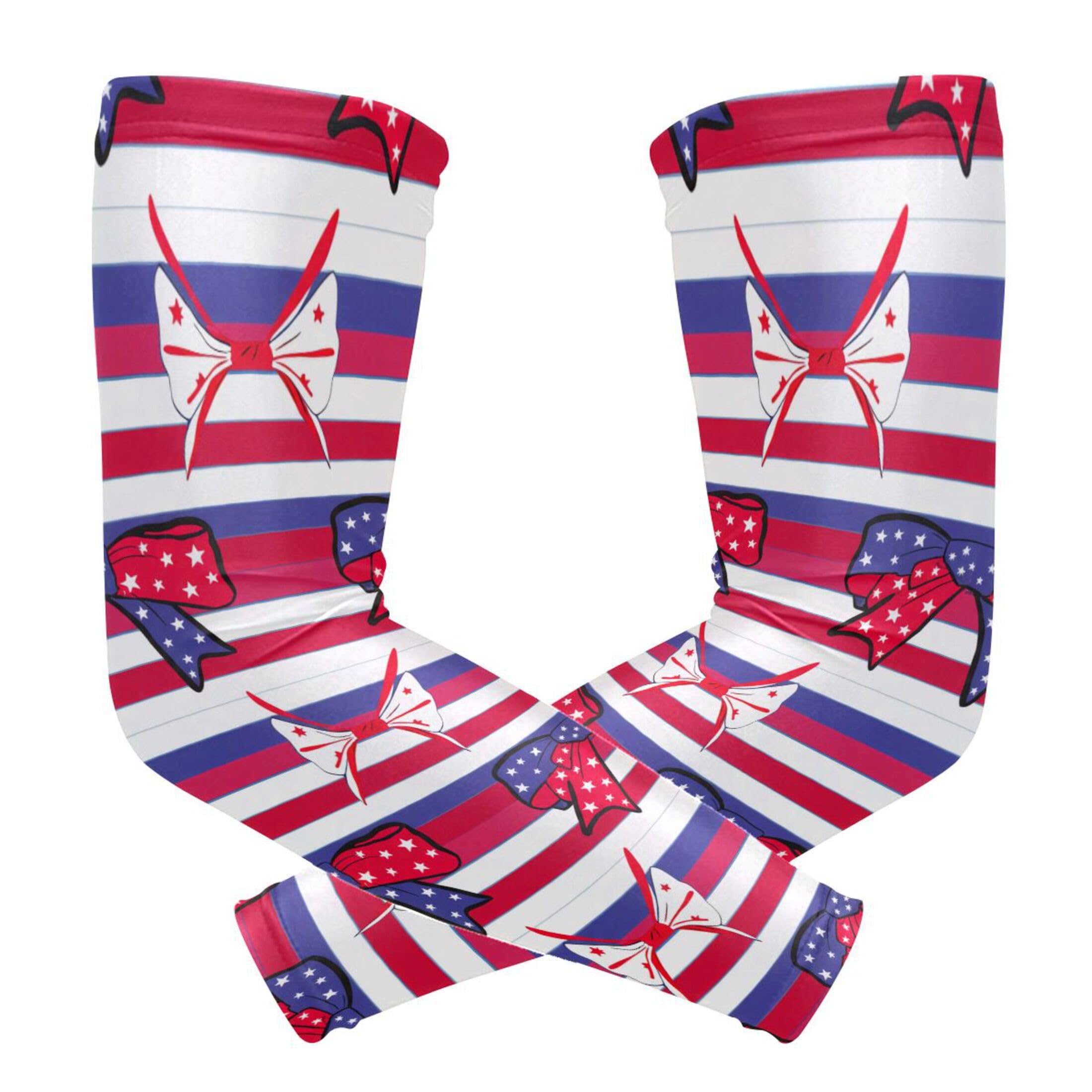 Takiito Independence Day Bows Arm Sleeves for Men Women, Cooling Arm Sleeve UV Sun Protection Compression Arm Sleeve, Breathable & Moisture Wicking