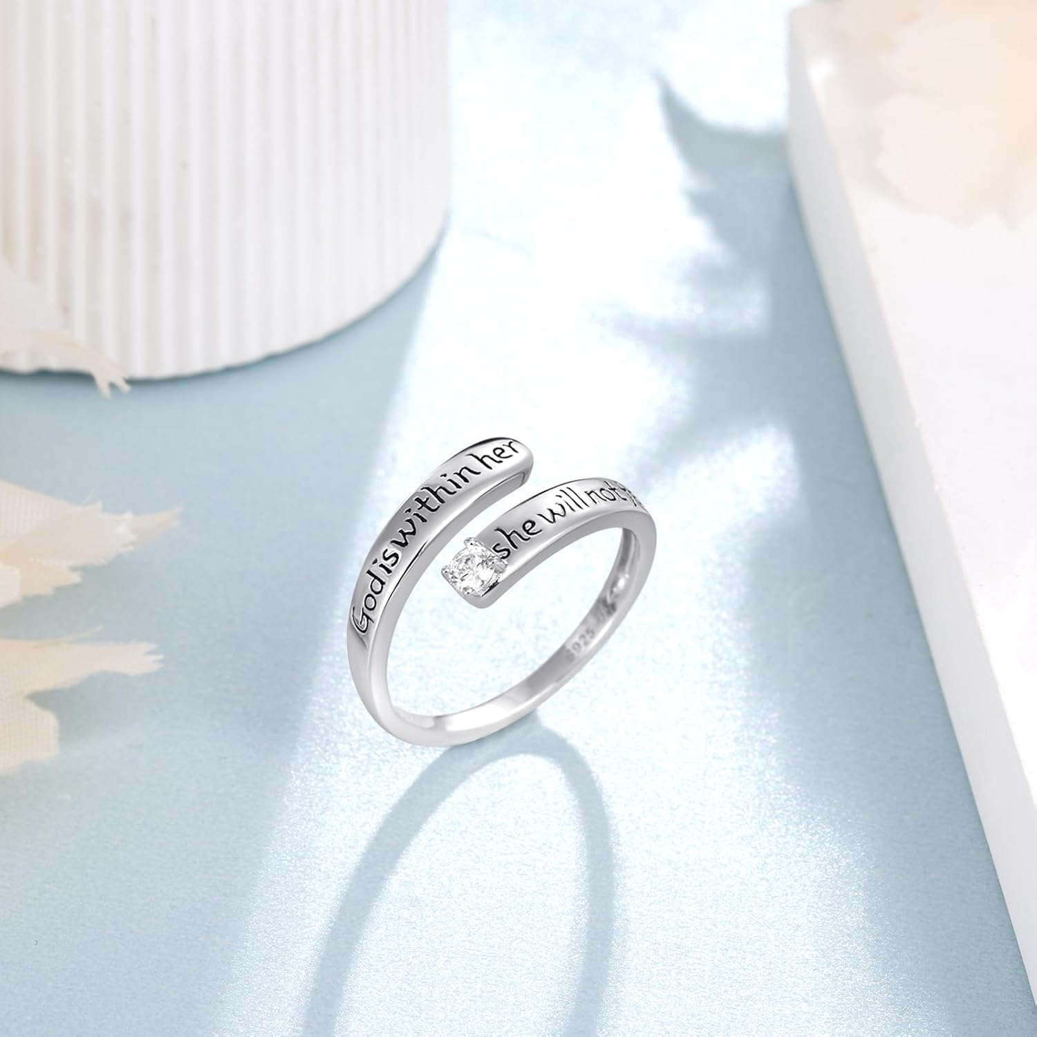 Faith Rings 925 Sterling Silver Inspirational Rings Christian Jewelry Gifts for Women