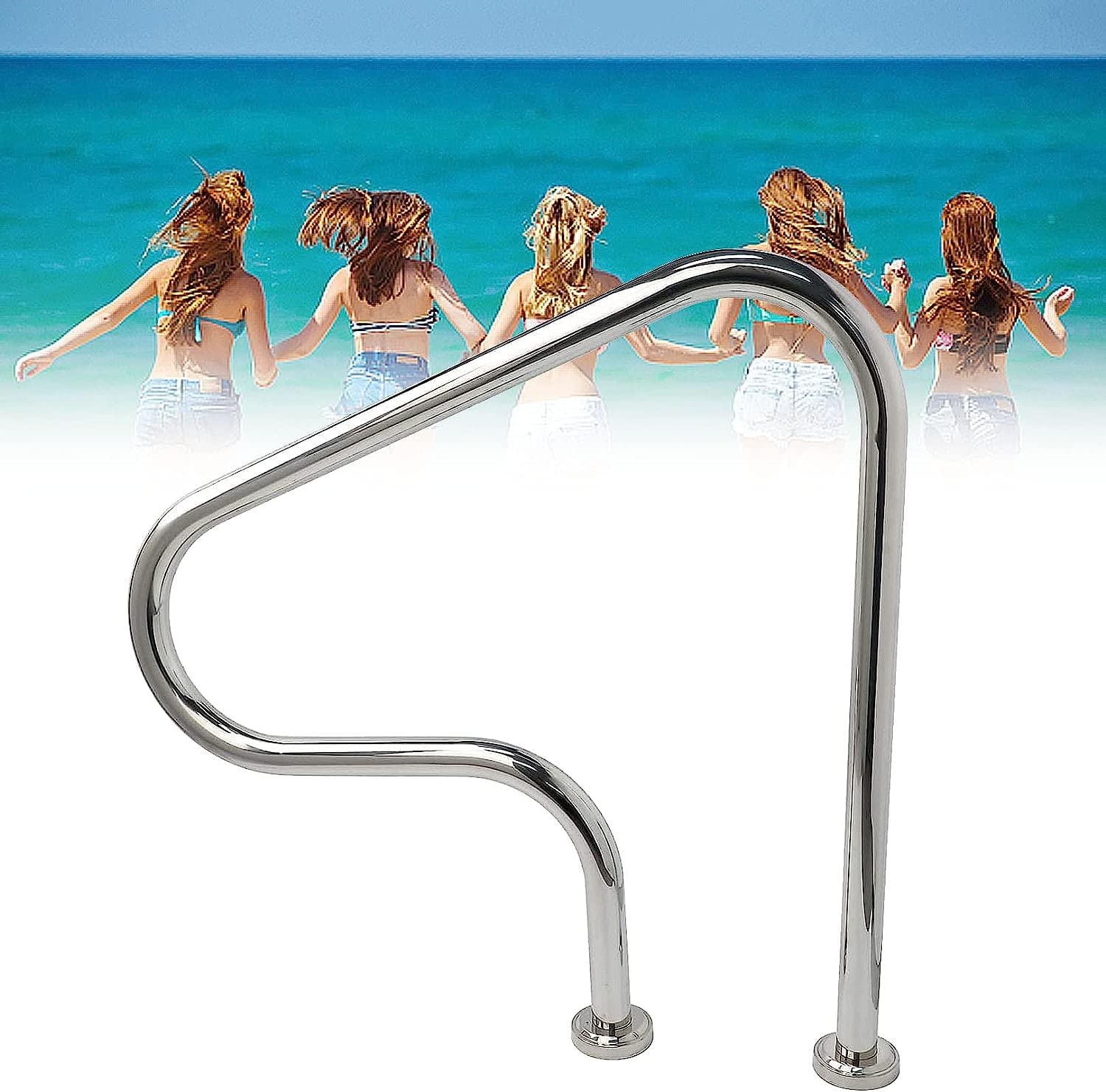Swimming Pool Safety Hand Rail Pool Handrail Handle Grab Rails Swimming Swimming Pool Handrails, 304 Stainless Steel Handle, Pool Railing Handrail for Swimming Pool, Sloped Entry, Spa