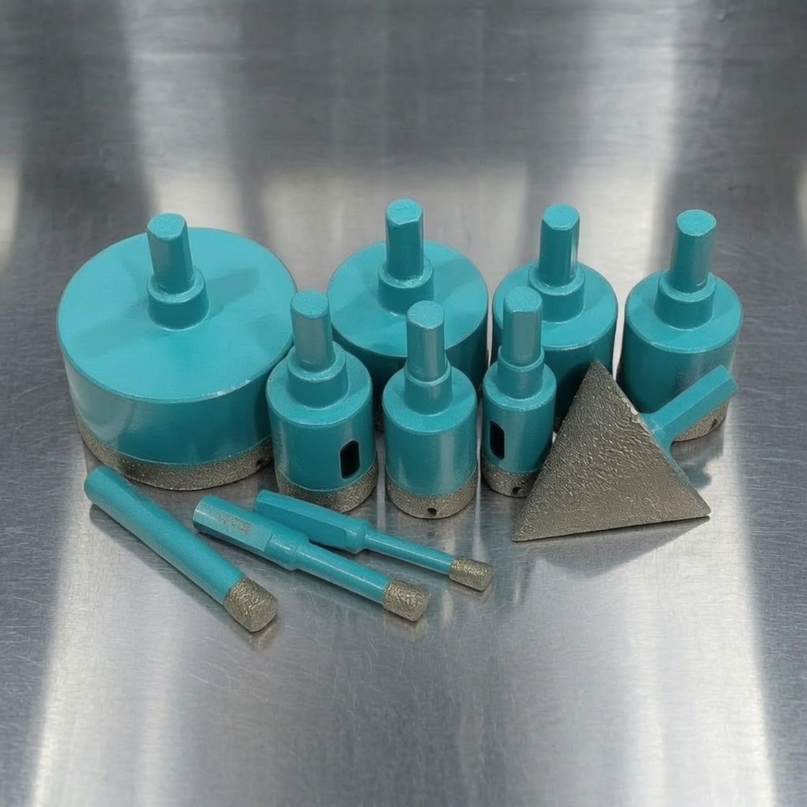 Colección 11 Piezas Brocas para Cerámica con Recubrimiento Diamante y Cuerpo Acero con Estuche Protector con Acuado para Mármol y Vidrio