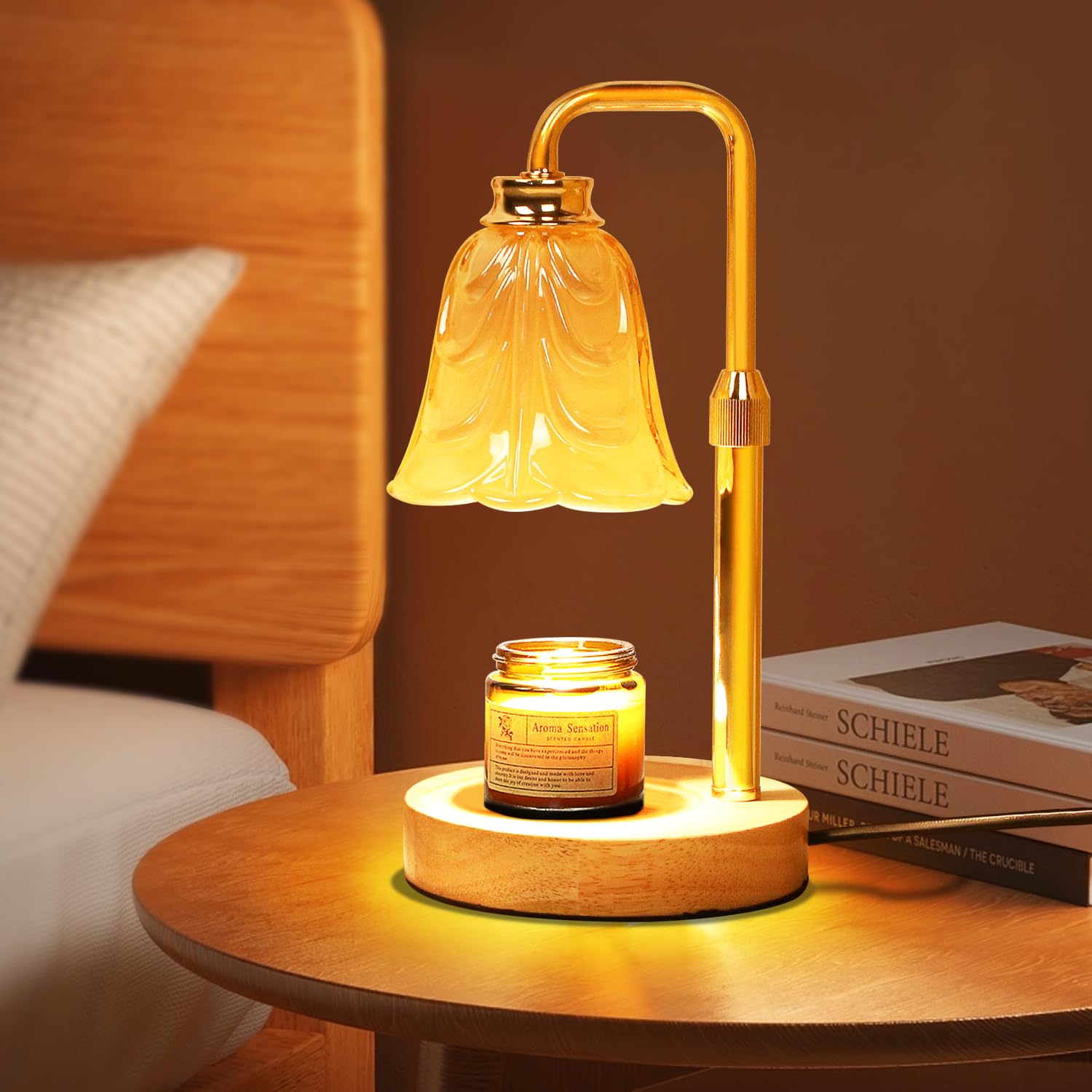 Candle Warmer Lamp with Timer Dimmable, Adjustable Height, House Warming Gifts New Home Decor, Mothers Day Birthday Gifts for Mom Women, Bedroom Decor with 2 Bulbs (Petals Holiday)