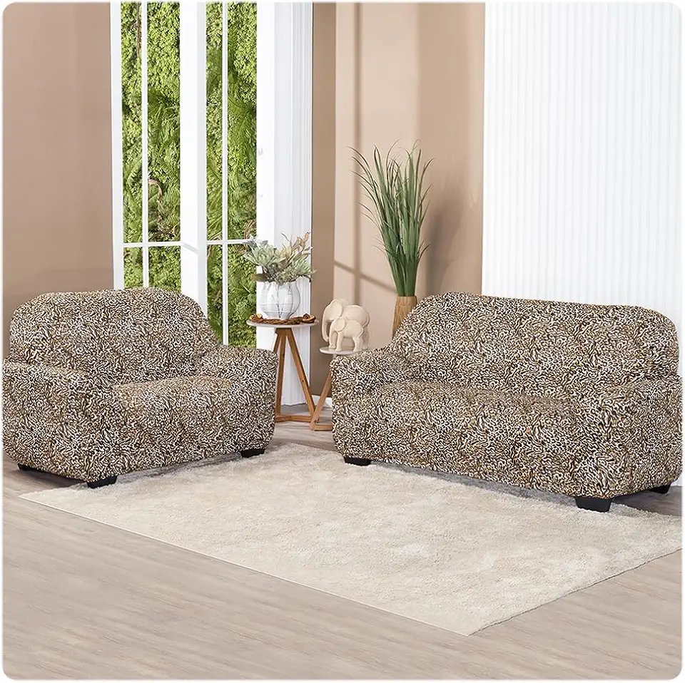 Capa de Sofá 2 e 3 Lugares Coladinha Estampada Malha Gel (Onça)