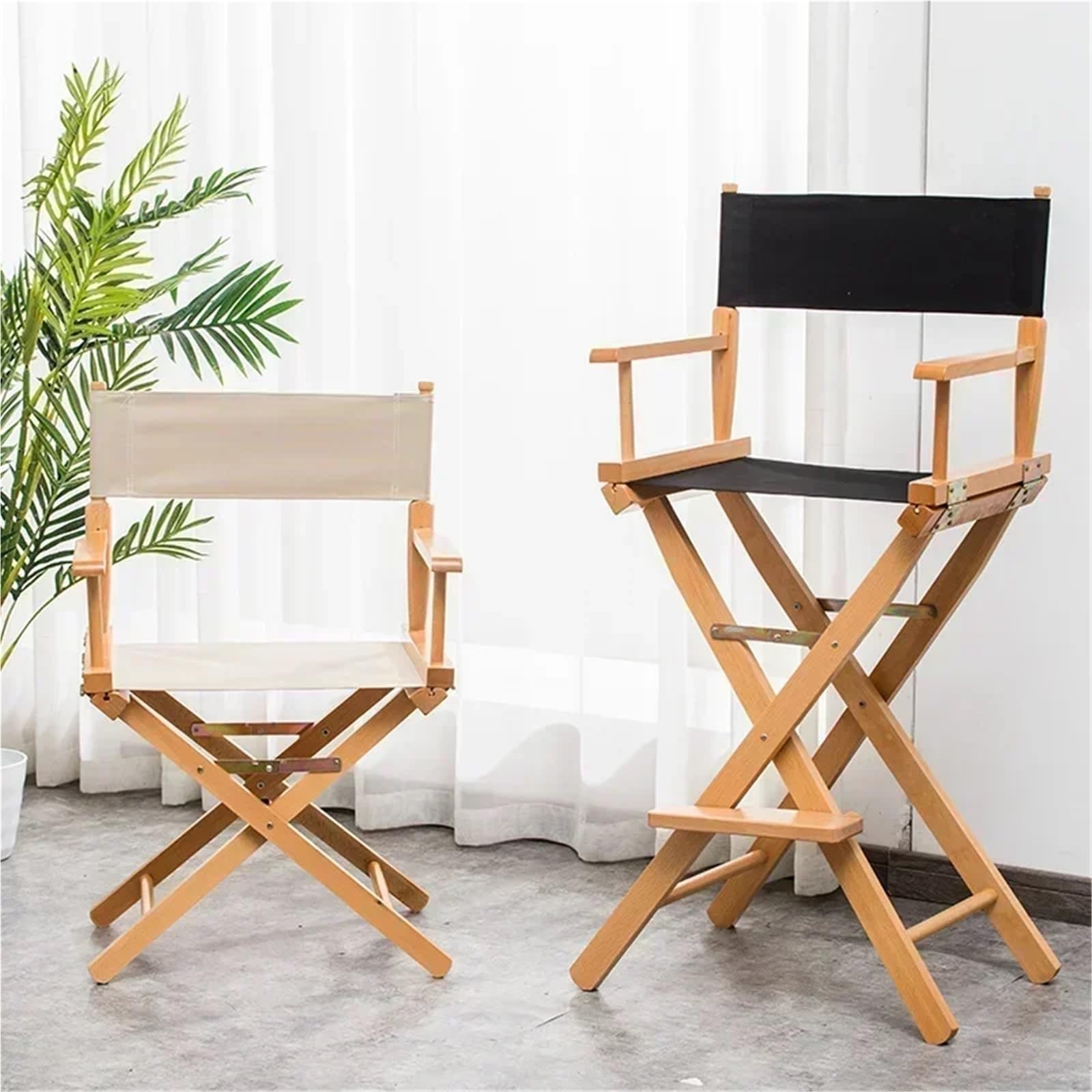 Silla de Director Plegable Silla De Director Versátil Madera Maciza, Taburete Alto Plegable Lona, Oficina Multiusos, Maquillaje, Asiento Portátil Y Cómodo(Color03)