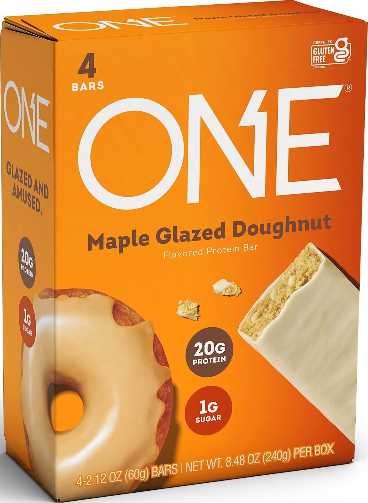 One Protein Bars Maple Glazed Doughnut, 2.12 Oz, 4 Ct