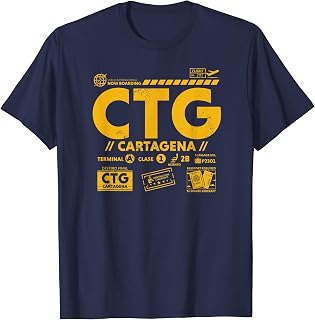 Vintage Cartagena CTG Airport Code Travel Day Retro Tag CTG T-Shirt