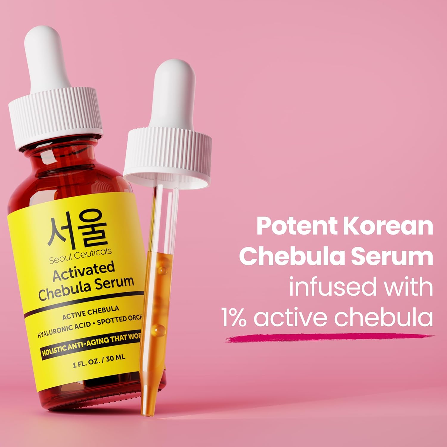 SeoulCeuticals Chebula Active Serum for Face - Korean Skin Care Anti Aging Natural K Beauty Skincare With Hyaluronic Acid + Spotted Orchid for Healthy, Youthful Glowing Skin 1oz - Image 5