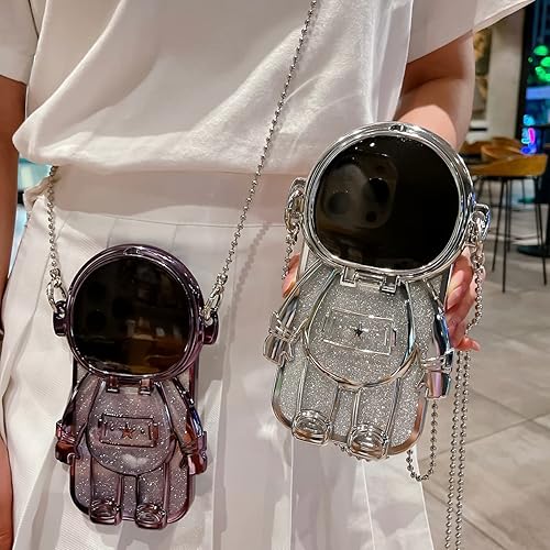 Miniatura 6 de QoKcoahn Funda para teléfono con soporte oculto de astronauta para iPhone 1212 Pro, bonita protección de lente de astronauta 3D con función atril,