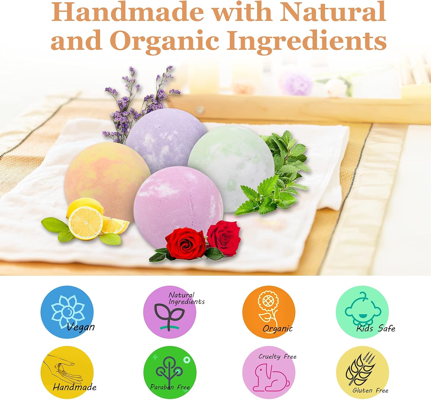 Bath Bombs Extra Large Bath Bomb Fizzies with Pure Essential Oils, Handmade Spa Bubble Bath Skin Moisturizing Gift Set for Women, Kids, Wife, Mom, Birthday Mothers' Valentines' Day