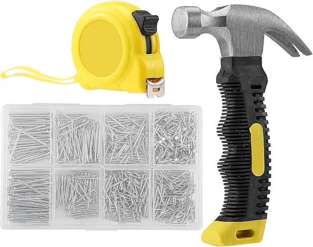 Kit 900 Chiodi Legno con Martello e Metro - Set Completo Fai-da-Te