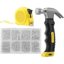 Portable Claw Hammer Stubby Claw Hammer Smooth Hammer Non-Slip Hammer Accessories 900 Iron Nails Set with 3 m Iron Tape Measure Woodworking Set for DIY Repair Camping Woodworking