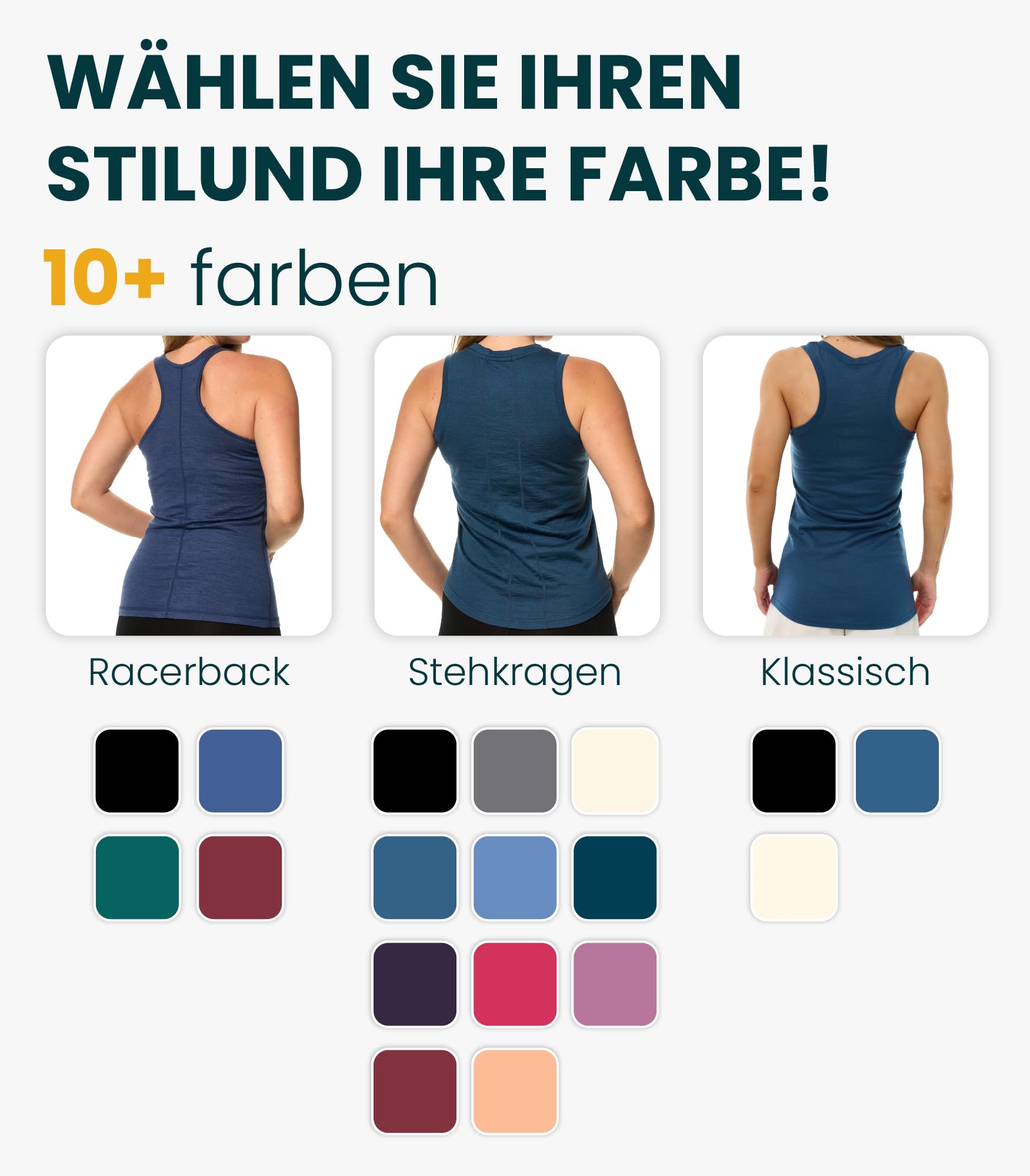 Merino.tech 100% Merino Unterwäsche Damen, Merino Unterhemd Damen, Thermo Sport Top Trägertop Tank Top aus Merinowolle