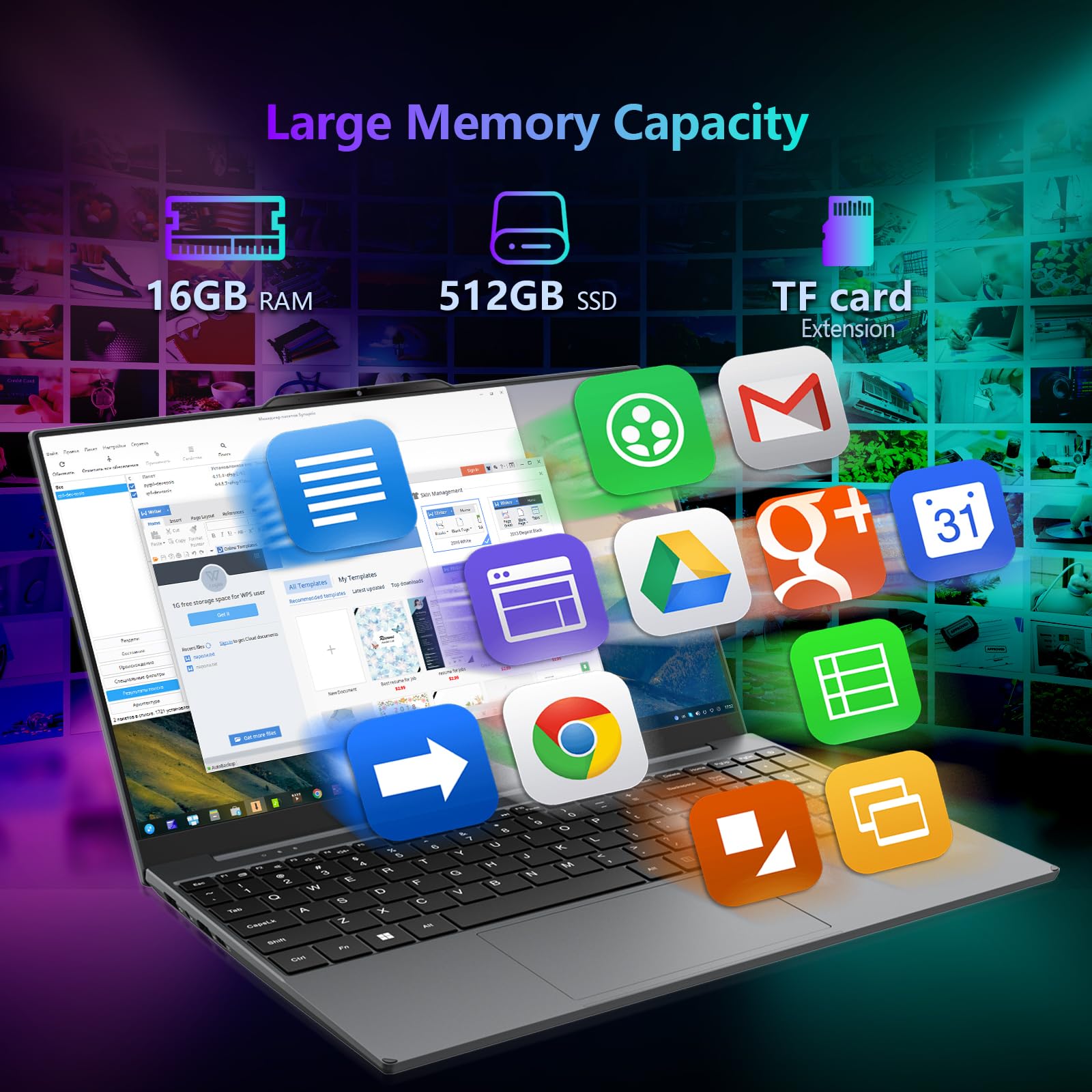 Portatile PC 15,6 Pollici, Core i7 6500U CPU, 16GB RAM, 512GB SSD, Notebook Win11 Display IPS 1920x1080P, Laptop Tastiera Retroilluminata, Wi-Fi 5, USB 3.0, Mini HDMI, TF, 5000 mAh