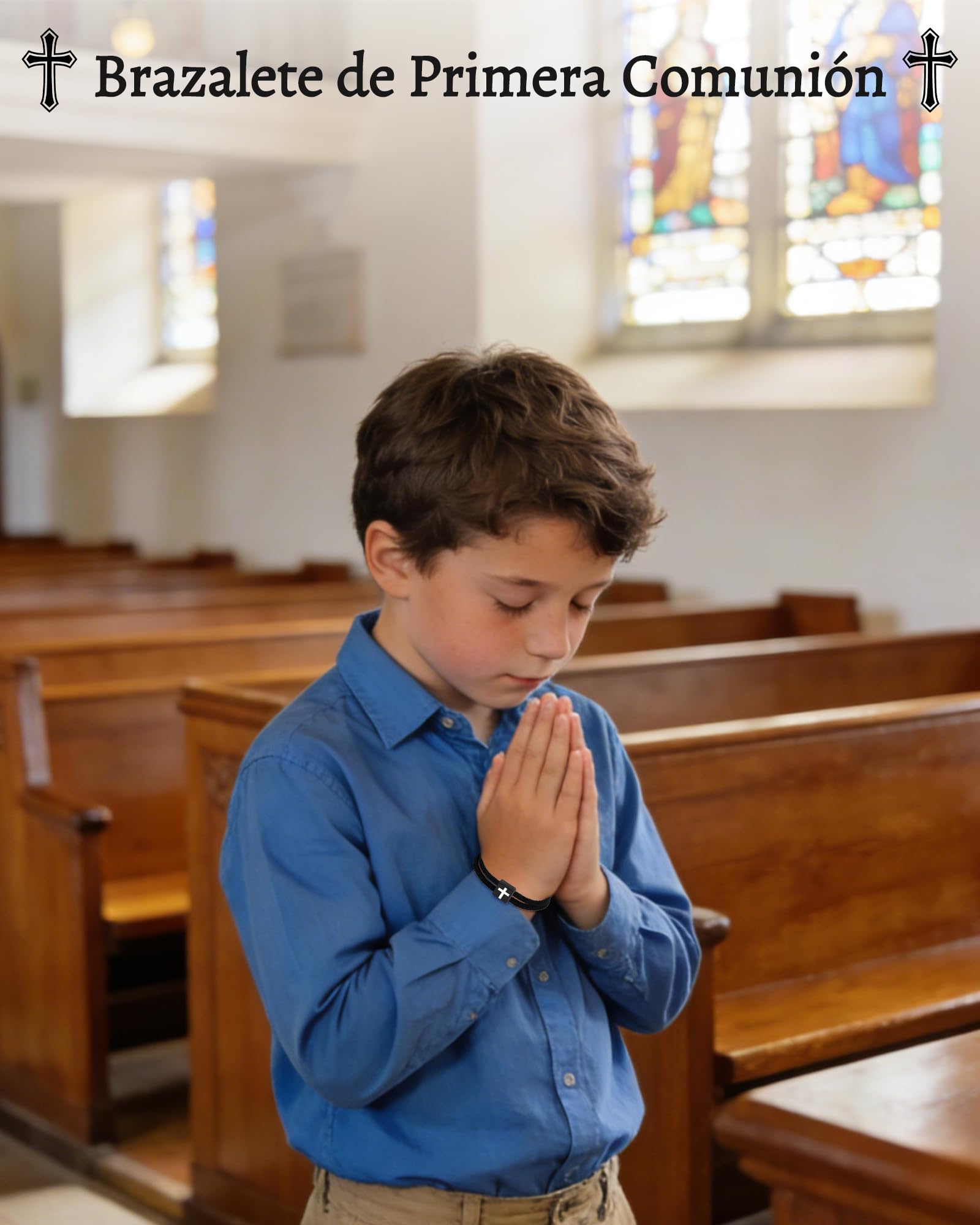 VGWON Pulsera Comunión Cruz Niño Joya Cristiana Bautizo Confirmación
