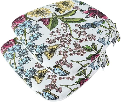 FUNHOME Muebles de patio para todo tipo de clima, cojines de asiento en forma de U de 17 x 16 x 2 pulgadas con lazo, paquete de 2, almohadillas de