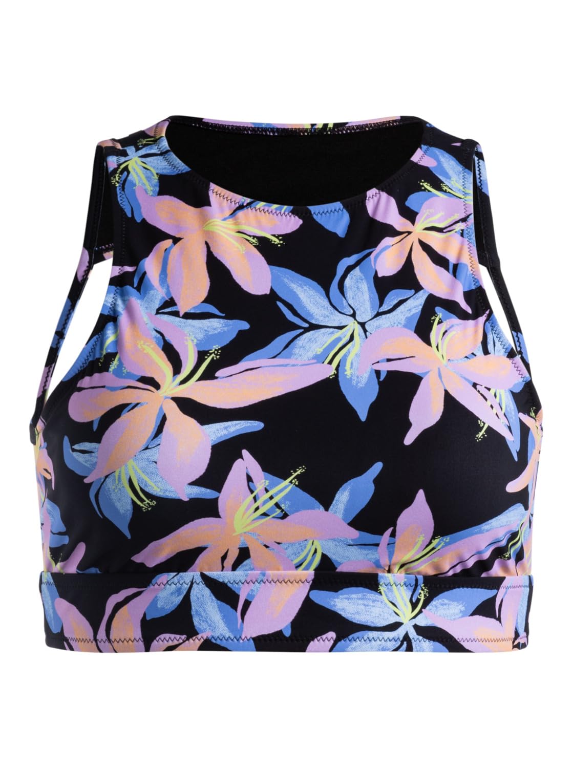 Roxy Active - Crop Top Bikini Top for Women - Crop Top de Bikini - Mujer - M - Negro.